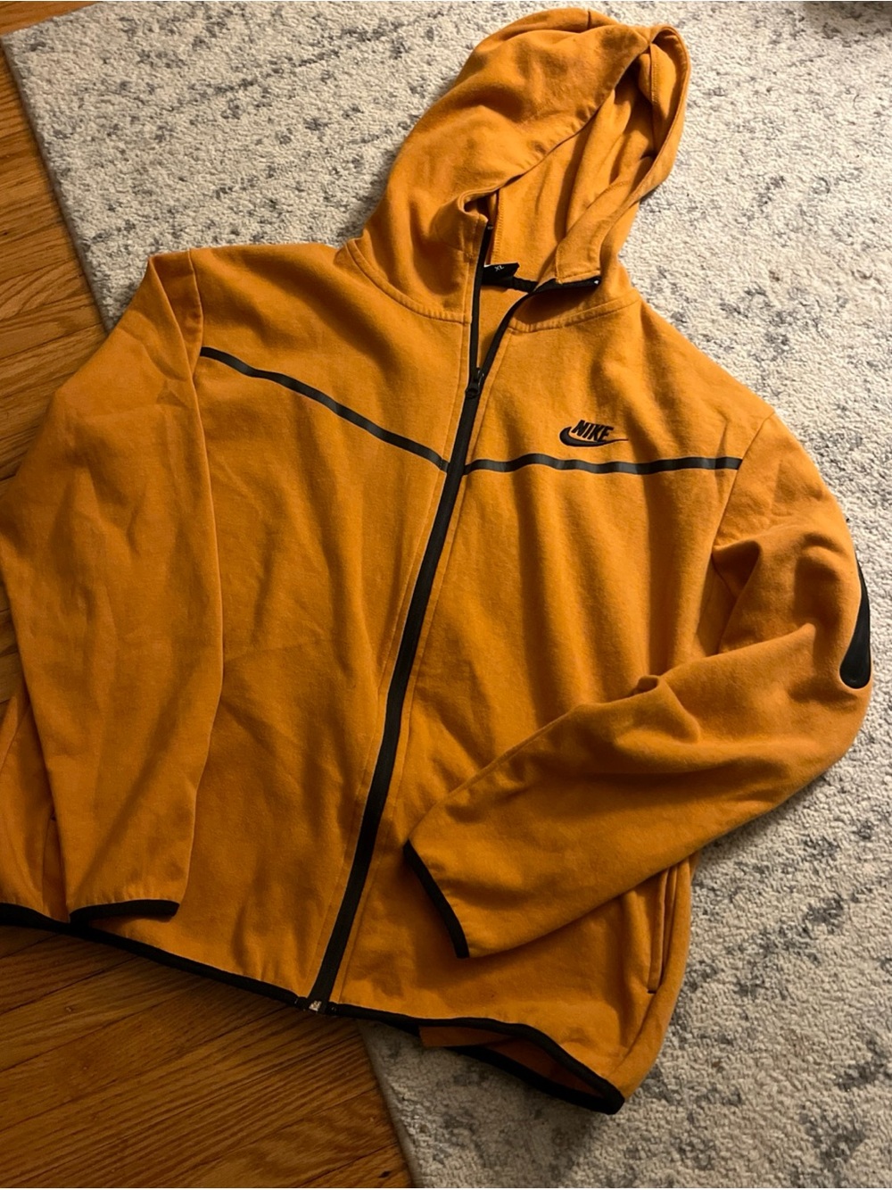Nike tech mens Orange Full-Zip Hooded Jacket